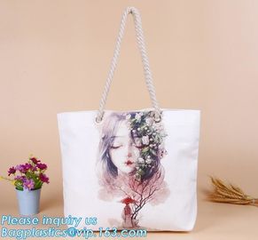 Promotional custom portrait printing lady shoulder bag,cotton canvas shopping tote bag with cotton rope handle bagease p supplier