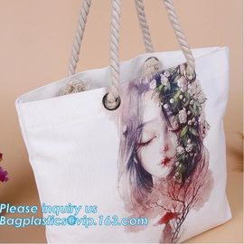 Promotional custom portrait printing lady shoulder bag,cotton canvas shopping tote bag with cotton rope handle bagease p supplier