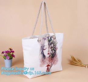 Promotional custom portrait printing lady shoulder bag,cotton canvas shopping tote bag with cotton rope handle bagease p supplier