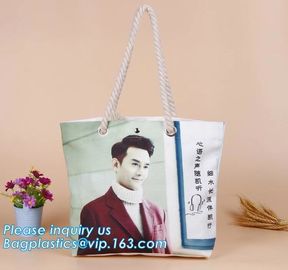 Promotional custom portrait printing lady shoulder bag,cotton canvas shopping tote bag with cotton rope handle bagease p supplier