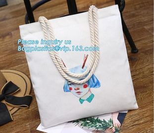 Custom beach tote bag women rope handle print canvas tote bag wholesale,cheap plain blank canvas tote bag promotional supplier