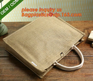 Heavy hold support Jute bag OEM Customized printing waterproof and reusable jute shopping bag with inner JUTE BAGS CARRI supplier