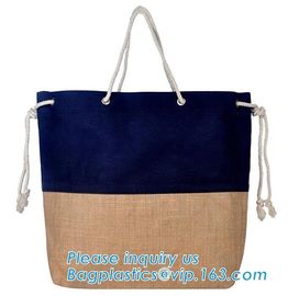 Wholesale jute tote bags with leather handles,Reusable natural color jute tote bag for shopping, Printed jute shopping b supplier