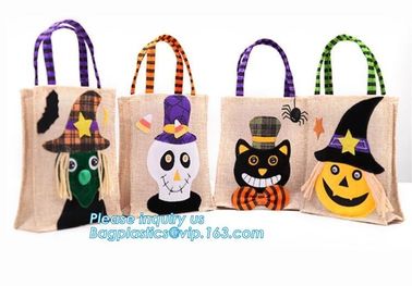 eco-friendly portable halloween linen tote jute bag with logo custom, ester, wedding, burthday, party, grand event happy supplier