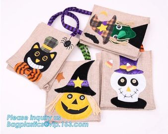 eco-friendly portable halloween linen tote jute bag with logo custom, ester, wedding, burthday, party, grand event happy supplier