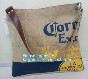 Multifunctional jute bag with low price,Natural Burlap Tote Bags Reusable Jute Bags with Full Gusset,shoulder strap plai supplier