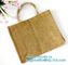 Natural Burlap Tote Shopping Bags Reusable Jute Bags with Full Gusset with Handles Laminated Interior tote shopper pack supplier