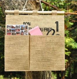 manufacturer Natural Jute canvas fabric wall hanging storage organizer carriage bag,Wall hanging pocket storage organize supplier