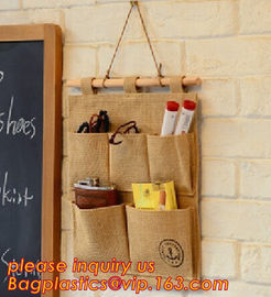 manufacturer Natural Jute canvas fabric wall hanging storage organizer carriage bag,Wall hanging pocket storage organize supplier