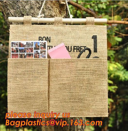 manufacturer Natural Jute canvas fabric wall hanging storage organizer carriage bag,Wall hanging pocket storage organize supplier