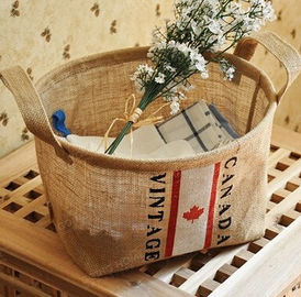 Amazon Hot Sales Fashion Household Foldable Eco Friendly Durable Jute Storage Organizer Basket,large capacity Cotton Lin supplier