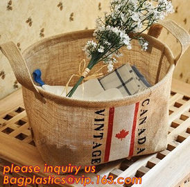 Amazon Hot Sales Fashion Household Foldable Eco Friendly Durable Jute Storage Organizer Basket,large capacity Cotton Lin supplier