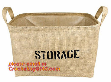 100% jute storage basket,natural jute material collapsible decorative storage basket,Home handmade jute woven rope toy s supplier