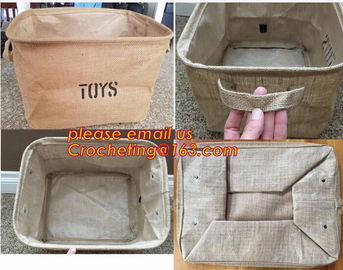 100% jute storage basket,natural jute material collapsible decorative storage basket,Home handmade jute woven rope toy s supplier