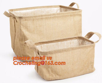 100% jute storage basket,natural jute material collapsible decorative storage basket,Home handmade jute woven rope toy s supplier