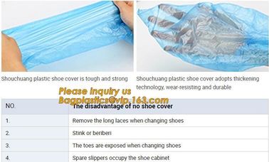 Safety Products Equipment Indoor Disposable medical plastic shoe covers waterproof PE CPE material,PE material blue shoe supplier