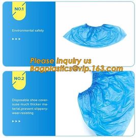 Safety Products Equipment Indoor Disposable medical plastic shoe covers waterproof PE CPE material,PE material blue shoe supplier