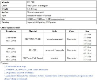 THICK DISPOSABLE,DUST-PROOF,CPE COATED,SMS BOOT COVER,NON WOVEN SHOE COVER,heavy duty polypropylene fabric shoes cover supplier