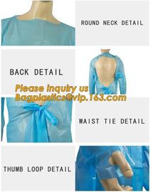 Disposable CPE plastic gown/Plastic coat Elastic cuff/Thumb Cuff,disposable hospital CPE isolation gown /protection gown supplier