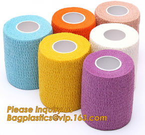 Nonwoven Self Adhesive Colored Vet Wrap Pet Care Sports Elastic Cohesive Bandage,100% cotton zinc-paste elastic bandages supplier