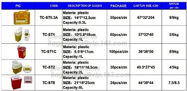 Hospital Medical Waste Box Disposable Plastic Sharp Container,yellow round shape 0.8L 2L 4L 6L bio medical waste bin squ supplier