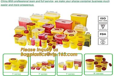 yellow round shape 0.8L 2L 4L 6L bio medical waste bin square medical sharp 8L 24L container medical BAGEASE BAGPLASTICS supplier