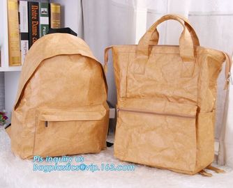 Waterproof ultra - light tyvek backpack washable tyvek paper shoulders Bag, Tyvek paper bag washable kraft paper backpac supplier