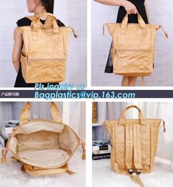 Eco Reusable tyvek paper Shopping Bag, Tyvek Brown Paper Lunch Bag Cooler Bag, foldable dupont tyvek paper bag with your supplier