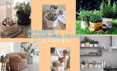 colorful gold TYVEK washable paper garden pots flower pot storage bag,Washable Kraft Paper planter ,kraft paper planter supplier