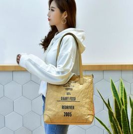 washable paper tote bag,hot sale washable paper tote bag, Brown washable kraft paper shopping bag,foldable washable kraf supplier