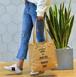 washable paper tote bag,hot sale washable paper tote bag, Brown washable kraft paper shopping bag,foldable washable kraf supplier