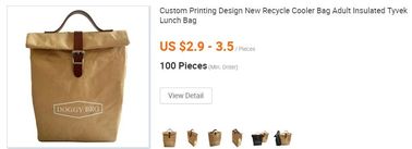 Cheap Lightweight Cheap Brown Custom Made Print Logo Water-proof Tyvek Paper Tote Shopping Bageco reusable promotion gif supplier