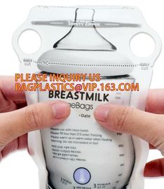 wholesale food pouch zipper bpa free plastic standing up breast baby milk storage bags,200ml double zipper breast milk b supplier