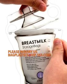 wholesale food pouch zipper bpa free plastic standing up breast baby milk storage bags,200ml double zipper breast milk b supplier