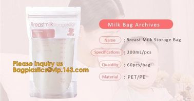 Stand up custom zipper wholesale breast milk storage bags milk packaging plastic bag,Double zipper bpa free food grade l supplier