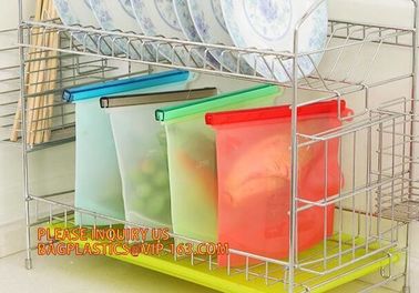 Reusable Refrigerator Silicone Fresh Bag Food Storage Container,FDA Silicone Soup Freezer Food Seal Bag with Reusable Fo supplier