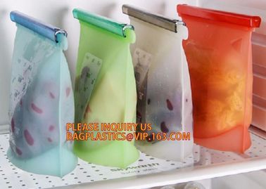 Refrigerated Cooler Reusable Silicone Food Bag, Preservation Storage Container Airtight Seal Cooking Bag bagease package supplier