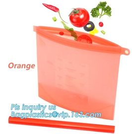 Storage preservation reusable silicone food bag,FDA reusable silicone storage food bag with k in microwave bagease supplier