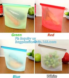 Storage preservation reusable silicone food bag,FDA reusable silicone storage food bag with k in microwave bagease supplier