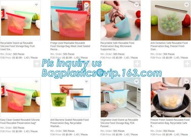 Reusable Leakproof Zipper Preservation Airtight sandwich k Cooking Fresh Zip Large Silicone Storage Food Bags With supplier