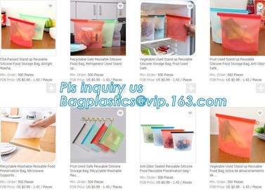 Reusable Leakproof Zipper Preservation Airtight sandwich k Cooking Fresh Zip Large Silicone Storage Food Bags With supplier