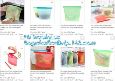 Reusable Leakproof Zipper Preservation Airtight sandwich k Cooking Fresh Zip Large Silicone Storage Food Bags With supplier