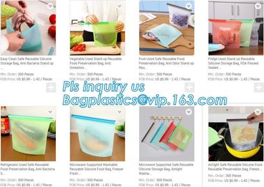 Reusable Leakproof Zipper Preservation Airtight sandwich k Cooking Fresh Zip Large Silicone Storage Food Bags With supplier