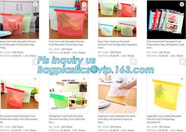 Reusable Leakproof Zipper Preservation Airtight sandwich k Cooking Fresh Zip Large Silicone Storage Food Bags With supplier