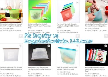 Reusable Leakproof Zipper Preservation Airtight sandwich k Cooking Fresh Zip Large Silicone Storage Food Bags With supplier