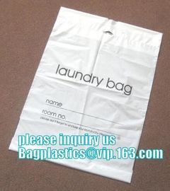 biodegradable Customized Poly Plastic Drawstring Hotel Laundry Bag, Hotel packaging clothes for laundry plastic bag supplier