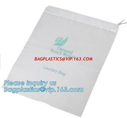 Biodegradable Size 12x16 inch cotton drawstring poly plastic hotel laundry bag,draw string pe bag logo printed poly pouc supplier