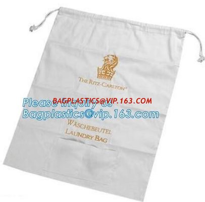 Biodegradable Size 12x16 inch cotton drawstring poly plastic hotel laundry bag,draw string pe bag logo printed poly pouc supplier