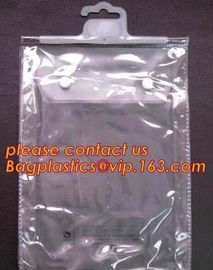 Hooking Plastic Bag For Clothing Clear PVC Pouch With Slide or Self Sealing Zipper,bag for swimwear pvc bag with hook fo supplier