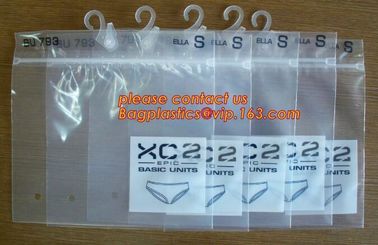 Sinicline hot sale underwear bag white hanger pvc waterproof bag with zip lock,bag for Plastic side zipper underwear bag supplier